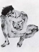 Egon Schiele Crouching figure oil painting